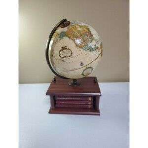 Rare 9” Replogle Classic World Globe on Desk Storage Box Webster Books